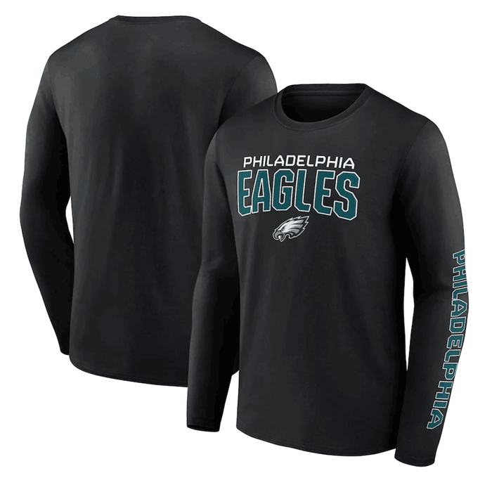 Men's Black Philadelphia Eagles Go The Distance Long Sleeve T-Shirt